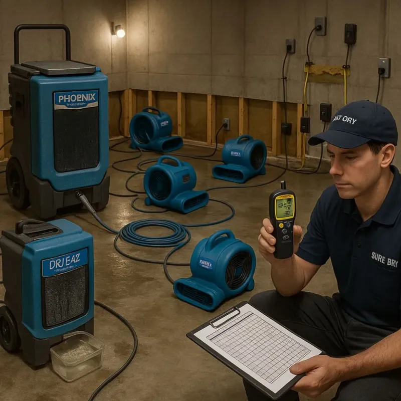 Structural Drying and Dehumidification process in South Pottstown, PA
